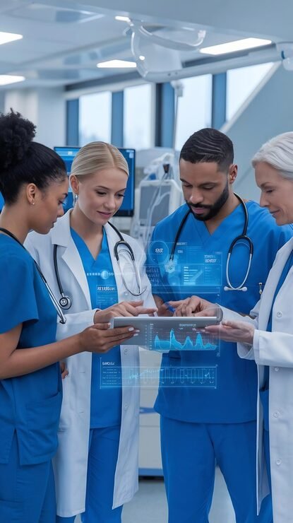 doctors nurses tablet hospital collaboration health digital lab results patient 1313853 129598