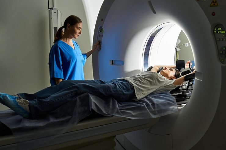 professional female doctor assists patient mri machine modern hospital 1192423 4544