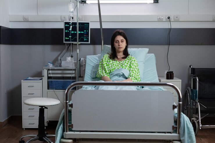 stressed patient sitting bed hospital 482257 146921